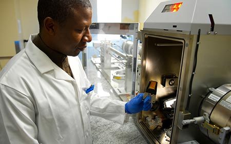 Man working with lab equipment